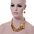 Golden/ Amber/ Yellow Honey Coloured Shell, Glass Bead Floral Necklace & Drop Earrings In Gold Plating - 40cm L/ 7cm Ext - view 3