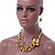 Golden/ Amber/ Yellow Honey Coloured Shell, Glass Bead Floral Necklace & Drop Earrings In Gold Plating - 40cm L/ 7cm Ext - view 10
