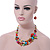 Multicoloured Shell, Glass Bead Floral Necklace & Drop Earrings In Gold Plating - 40cm L/ 7cm Ext - view 3