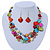 Multicoloured Shell, Glass Bead Floral Necklace & Drop Earrings In Gold Plating - 40cm L/ 7cm Ext - view 11