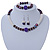Light Silver Snowflake Metal Rings with Purple Glass Beads Necklace with Magnetic Closure (42cmL), Flex Bracelet (17cmL) and Drop Earring (35mm L) Set - view 2
