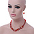 Red Faceted Graduated Beaded Necklace And Drop Earrings Set In Gold Tone - 43cm L/ 4cm Ext - view 2