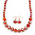 Red Faceted Graduated Beaded Necklace And Drop Earrings Set In Gold Tone - 43cm L/ 4cm Ext - view 7