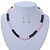 Pink/ Purple Faceted Glass Bead Necklace And Drop Earrings Set In Silver Tone - 42cm L/ 5cm Ext - view 5