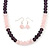 Pink/ Purple Faceted Glass Bead Necklace And Drop Earrings Set In Silver Tone - 42cm L/ 5cm Ext - view 7