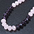 Pink/ Purple Faceted Glass Bead Necklace And Drop Earrings Set In Silver Tone - 42cm L/ 5cm Ext - view 10