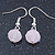 Pink/ Purple Faceted Glass Bead Necklace And Drop Earrings Set In Silver Tone - 42cm L/ 5cm Ext - view 11