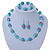 Light Blue Glass 'Grapes' Beaded Necklace, Flex Bracelet And Drop Earrings Set In Silver Tone - 44cm L/ 5cm Ext - view 8