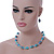Light Blue Glass 'Grapes' Beaded Necklace, Flex Bracelet And Drop Earrings Set In Silver Tone - 44cm L/ 5cm Ext - view 2