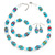 Light Blue Glass 'Grapes' Beaded Necklace, Flex Bracelet And Drop Earrings Set In Silver Tone - 44cm L/ 5cm Ext - view 1