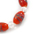 Dark Orange Glass 'Grapes' Beaded Necklace, Flex Bracelet And Drop Earrings Set In Silver Tone - 44cm L/ 5cm Ext - view 6