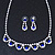 Bridal/ Wedding/ Prom Delicate Sapphire Blue/ Clear Austrian Crystal Necklace And Drop Earrings Set In Silver Tone - 36cm L/ 6cm Ext - view 13