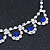 Bridal/ Wedding/ Prom Delicate Sapphire Blue/ Clear Austrian Crystal Necklace And Drop Earrings Set In Silver Tone - 36cm L/ 6cm Ext - view 14