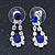 Bridal/ Wedding/ Prom Delicate Sapphire Blue/ Clear Austrian Crystal Necklace And Drop Earrings Set In Silver Tone - 36cm L/ 6cm Ext - view 11