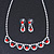 Bridal/ Wedding/ Prom Delicate Red/ Clear Austrian Crystal Necklace And Drop Earrings Set In Silver Tone - 36cm L/ 6cm Ext - view 12