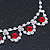 Bridal/ Wedding/ Prom Delicate Red/ Clear Austrian Crystal Necklace And Drop Earrings Set In Silver Tone - 36cm L/ 6cm Ext - view 9