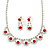 Bridal/ Wedding/ Prom Delicate Red/ Clear Austrian Crystal Necklace And Drop Earrings Set In Silver Tone - 36cm L/ 6cm Ext