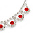 Bridal/ Wedding/ Prom Delicate Red/ Clear Austrian Crystal Necklace And Drop Earrings Set In Silver Tone - 36cm L/ 6cm Ext - view 15