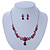 Bridal/ Prom/ Wedding Ruby Red Austrian Crystal Floral Necklace And Earrings Set In Silver Tone - 46cm L/ 5cm Ext - view 4