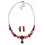 Bridal/ Prom/ Wedding Ruby Red Austrian Crystal Floral Necklace And Earrings Set In Silver Tone - 46cm L/ 5cm Ext - view 7