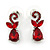 Bridal/ Prom/ Wedding Ruby Red Austrian Crystal Floral Necklace And Earrings Set In Silver Tone - 46cm L/ 5cm Ext - view 8