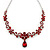 Bridal/ Prom/ Wedding Ruby Red Austrian Crystal Floral Necklace And Earrings Set In Silver Tone - 46cm L/ 5cm Ext - view 10