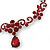 Bridal/ Prom/ Wedding Ruby Red Austrian Crystal Floral Necklace And Earrings Set In Silver Tone - 46cm L/ 5cm Ext - view 5
