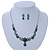 Bridal/ Prom/ Wedding Green Austrian Crystal Floral Necklace And Earrings Set In Silver Tone - 46cm L/ 5cm Ext - view 4