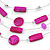 Fuchsia Stripy Shell And Crystal Bead Multi-Strand Necklace And Drop Earrings In Silver Tone - 50cm L/ 4cm Ext - view 3