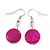 Fuchsia Stripy Shell And Crystal Bead Multi-Strand Necklace And Drop Earrings In Silver Tone - 50cm L/ 4cm Ext - view 5