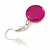 Fuchsia Stripy Shell And Crystal Bead Multi-Strand Necklace And Drop Earrings In Silver Tone - 50cm L/ 4cm Ext - view 8