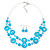 Light Blue Shell & Glass, Crystal Floating Bead Necklace & Drop Earring Set - 46cm L/ 4cm Ext