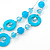 Light Blue Shell & Glass, Crystal Floating Bead Necklace & Drop Earring Set - 46cm L/ 4cm Ext - view 4
