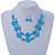 Light Blue Shell & Glass, Crystal Floating Bead Necklace & Drop Earring Set - 46cm L/ 4cm Ext - view 3