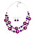 Violet/ Purple Shell & Glass, Crystal Floating Bead Necklace & Drop Earring Set - 46cm L/ 4cm Ext - view 7