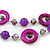 Violet/ Purple Shell & Glass, Crystal Floating Bead Necklace & Drop Earring Set - 46cm L/ 4cm Ext - view 3
