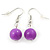 Violet/ Purple Shell & Glass, Crystal Floating Bead Necklace & Drop Earring Set - 46cm L/ 4cm Ext - view 5