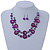 Violet/ Purple Shell & Glass, Crystal Floating Bead Necklace & Drop Earring Set - 46cm L/ 4cm Ext - view 2