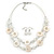 White Shell & Glass, Crystal Floating Bead Necklace & Drop Earring Set - 46cm L/ 4cm Ext - view 6