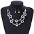 White Shell & Glass, Crystal Floating Bead Necklace & Drop Earring Set - 46cm L/ 4cm Ext
