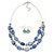 Blue Violet Oval Shell & Round Crystal Floating Bead Necklace & Drop Earring Set - 46cm L/ 4cm Ext - view 6