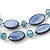 Blue Violet Oval Shell & Round Crystal Floating Bead Necklace & Drop Earring Set - 46cm L/ 4cm Ext - view 4