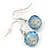 Blue Violet Oval Shell & Round Crystal Floating Bead Necklace & Drop Earring Set - 46cm L/ 4cm Ext - view 5