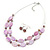 Light Purple Oval Shell & Round Crystal Floating Bead Necklace & Drop Earring Set - 46cm L/ 4cm Ext - view 7