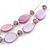Light Purple Oval Shell & Round Crystal Floating Bead Necklace & Drop Earring Set - 46cm L/ 4cm Ext - view 3