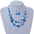 Blue Shell & Crystal Floating Bead Necklace & Drop Earring Set - 46cm Length/ 4cm extension - view 2