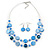 Blue Shell & Crystal Floating Bead Necklace & Drop Earring Set - 46cm Length/ 4cm extension - view 8