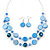 Blue Shell & Crystal Floating Bead Necklace & Drop Earring Set - 46cm Length/ 4cm extension