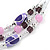 Pink/ Purple/ Violet Glass & Enamel Bead Multi Strand Wire Necklace & Drop Earrings Set In Silver Tone - 44cm L/ 3cm Ext - view 5