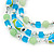 Mint/ Olive/ Light Blue Glass & Enamel Bead Multi Strand Wire Necklace & Drop Earrings Set In Silver Tone - 44cm L/ 3cm Ext - view 3
